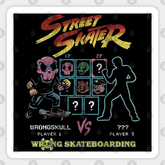Street Skater – Wrongskull Arcade Battle Magnet by Wrongteeshirt